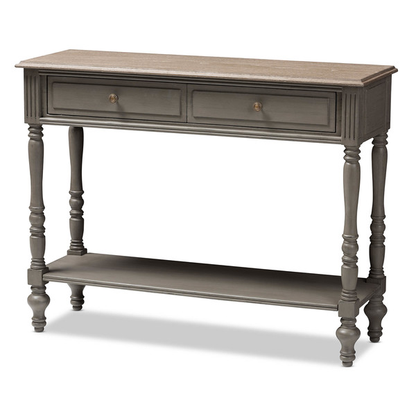 Baxton Studio Noemie Country Cottage Farmhouse Brown Finished 2-Drawer Console Table 146-8184